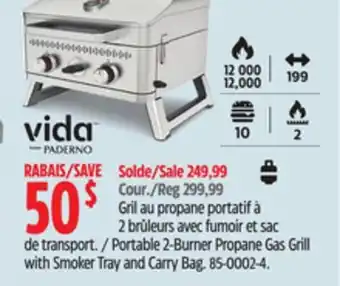 Canadian Tire 2-Burner Propane Gas Grill with Smoker Tray and Carry Bag offer