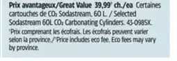 Canadian Tire SodaStream Selected Sodastream 60L CO2 Carbonating Cylinders offer