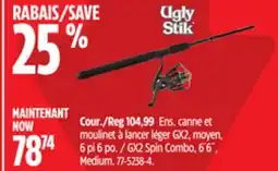 Canadian Tire Ugly Stik GX2 Spin Combo, 6´6˝, Medium offer