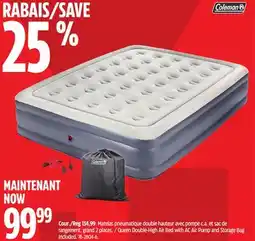 Canadian Tire Queen Double-High Air Bed with AC Air Pump and Storage Bag Included offer