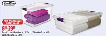 Canadian Tire Sterilite ClearView Totes with Latch offer