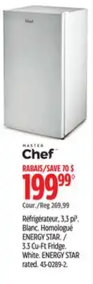 Canadian Tire MASTER Chef 3.3 Cu-Ft Fridge offer