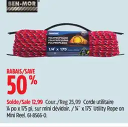 Canadian Tire 1⁄4˝ x 175´ Utility Rope on Mini Reel offer