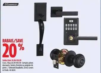 Canadian Tire Selected Deadbolts, Entry Levers or Knob offer