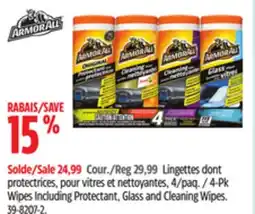 Canadian Tire Wipes Including Protectant, Glass and Cleaning Wipes offer