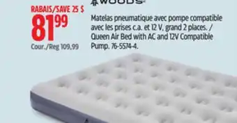 Canadian Tire Queen Air Bed with AC and 12V Compatible Pump offer