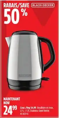 Canadian Tire Black & Decker 1.7L Stainless-Steel Kettle offer