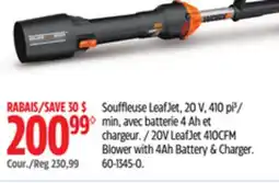 Canadian Tire WORX 20V Power Share Cordless Leafjet Blower/Sweeper, 4Ah Battery offer