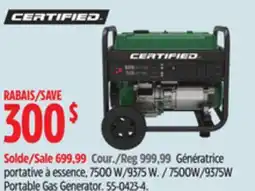 Canadian Tire Certified 7500W/9375W Portable Gas Generator offer