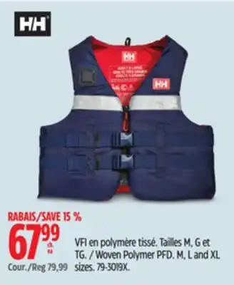 Canadian Tire Helly Hansen Woven Polymer PFD. M, L and XL sizes offer