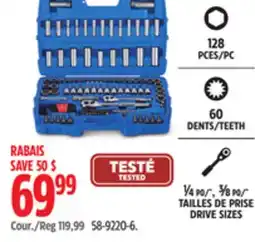 Canadian Tire Mastercraft Socket Set, 128-pc, SAE / Metric, CRV, Nickel-Chrome Plating offer