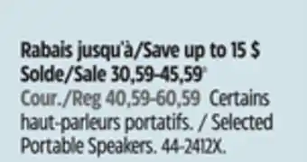 Canadian Tire Bluehive Selected Portable Speakers offer