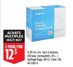 Canadian Tire Simplicité Garbage Bags, 40-Ct, Clear, 74L offer
