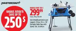 Canadian Tire Mastercraft 10˝ Portable Table Saw with Stand, 15A offer