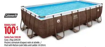 Canadian Tire Coleman Rattan Rectangular Steel Frame Swimming Pool with Ladder, 16-ft x 8-ft x 48-in offer