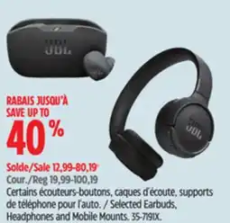 Canadian Tire Selected Earbuds, Headphones and Mobile Mounts offer
