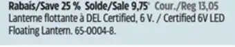 Canadian Tire Certified 6V LED Floating Lantern offer