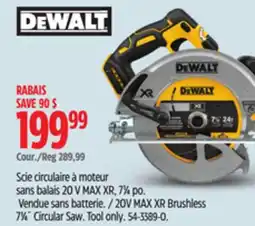 Canadian Tire DEWALT 20V MAX XR Brushless 71⁄4˝ Circular Saw. Tool only offer