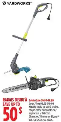 Canadian Tire Yardworks Selected Chainsaw, Trimmer or Blower/ Vac offer