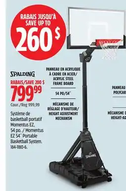 Canadian Tire Spalding Momentus EZ 54˝ Portable Basketball System offer