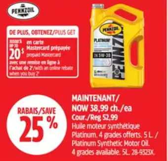 Canadian Tire Platinum Synthetic Motor Oil offer