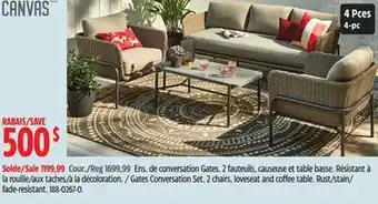 Canadian Tire CANVAS 2 chairs, loveseat and coffee table offer