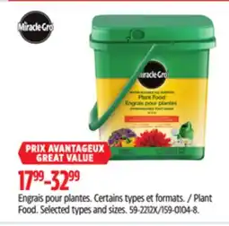 Canadian Tire Miracle Gro Plant Food. Selected types and sizes offer