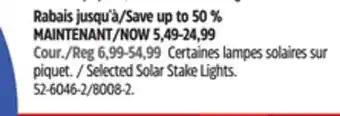 Canadian Tire For Living Selected Solar Stake Lights offer