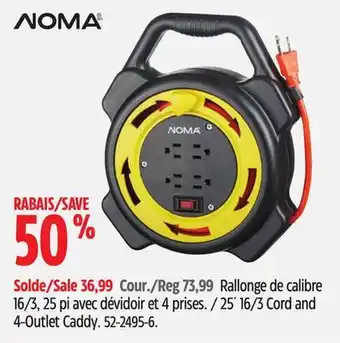 Canadian Tire 25´ 16/3 Cord and 4-Outlet Caddy offer