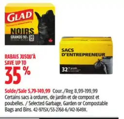 Canadian Tire Glad Selected Garbage, Garden or Compostable Bags and Bins offer