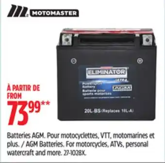 Canadian Tire AGM Batteries. For motorcycles, ATVs, personal watercraft and more offer