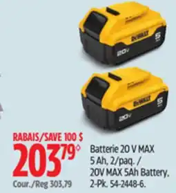 Canadian Tire Dewalt 20V MAX 5Ah Battery offer