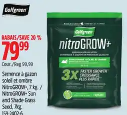 Canadian Tire Golfgreen NitroGROW+ Sun and Shade Grass Seed, 7kg offer