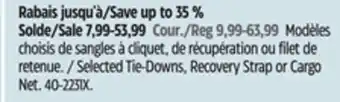 Canadian Tire MotoMaster Selected Tie-Downs, Recovery Strap or Cargo Net offer