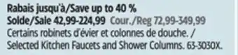 Canadian Tire Danze Selected Kitchen Faucets and Shower Columns offer