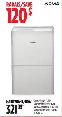 Canadian Tire Noma 50-Pint Dehumidifier with Pump offer