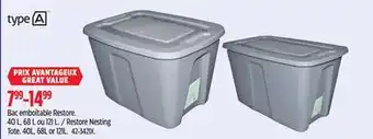 Canadian Tire TYPE A Restore Nesting Tote offer