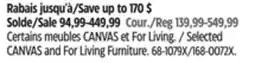 Canadian Tire CANVAS and For Living Furniture offer