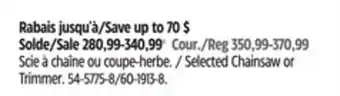 Canadian Tire Yardworks Selected Chainsaw or Trimmer offer