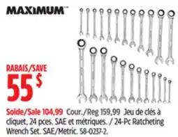 Canadian Tire MAXIMUM Professional Grade Ratcheting Wrench Set, SAE/Metric, Nickel-Chrome Plating, 24-pc offer