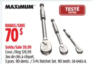 Canadian Tire Maximum 3-Pc Ratchet Set. 90 teeth offer