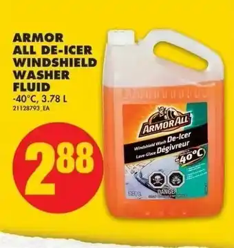 No Frills Armor all de-icer windshield washer fluid offer