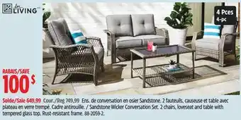 Canadian Tire For Living Sandstone Wicker Conversation Set offer