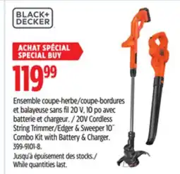 Canadian Tire Black + Decker 20V Cordless String Trimmer/Edger & Sweeper Combo Kit with Battery & Charger offer