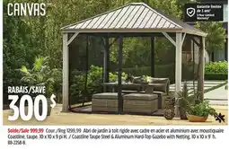 Canadian Tire CANVAS Coastline Outdoor/Patio Taupe Aluminum Hard-Top Gazebo w/Mosquito Net, 10-ft x 10-ft offer