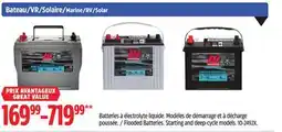 Canadian Tire MOTOMASTER Flooded Batteries. Starting and deep-cycle models offer
