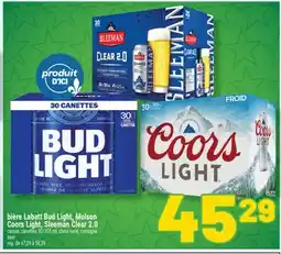 Marché Richelieu BIÈRE LABATT BUD LIGHT, MOLSON COORS LIGHT, SLEEMAN CLEAR 2.0 | BEER offer