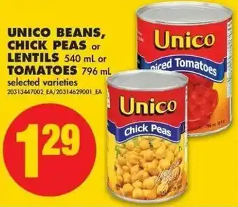 No Frills Unico beans, chick peas offer