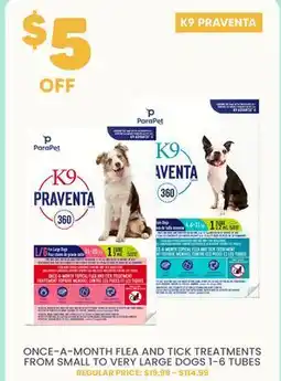 Chico K-9 ONCE-A-MONTH FLEA AND TICK TREATMENTS FROM SMALL TO VERY LARGE DOGS 1-6 TUBES offer