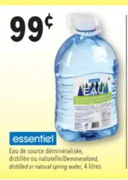 Familiprix Essentiel demineralized spring water 4L offer